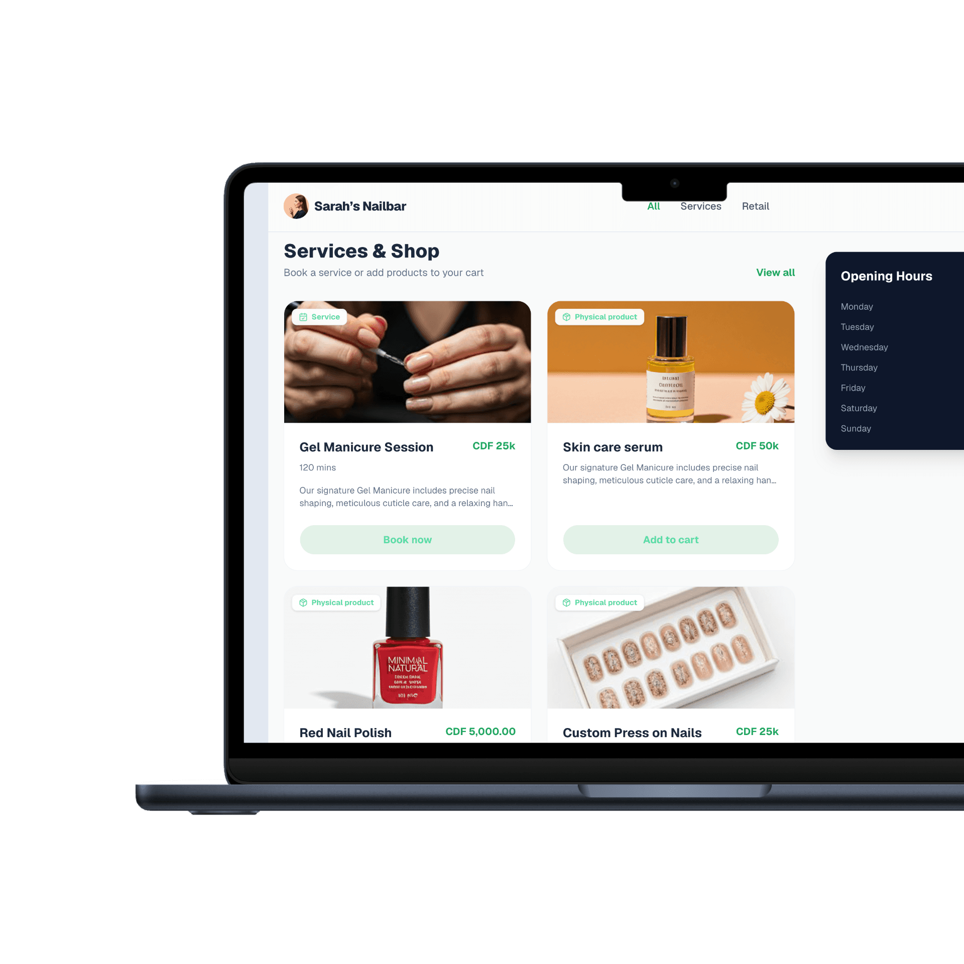 Polele branded e-commerce storefront and online store builder